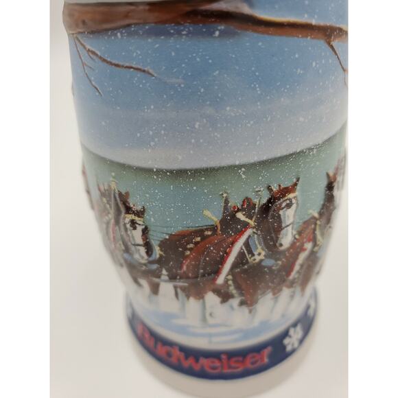 Vintage Anheuser Busch BUDWEISER 1995 Clydesdale Annual HOLIDAY BEER STEIN Mug - Picture 4 of 7